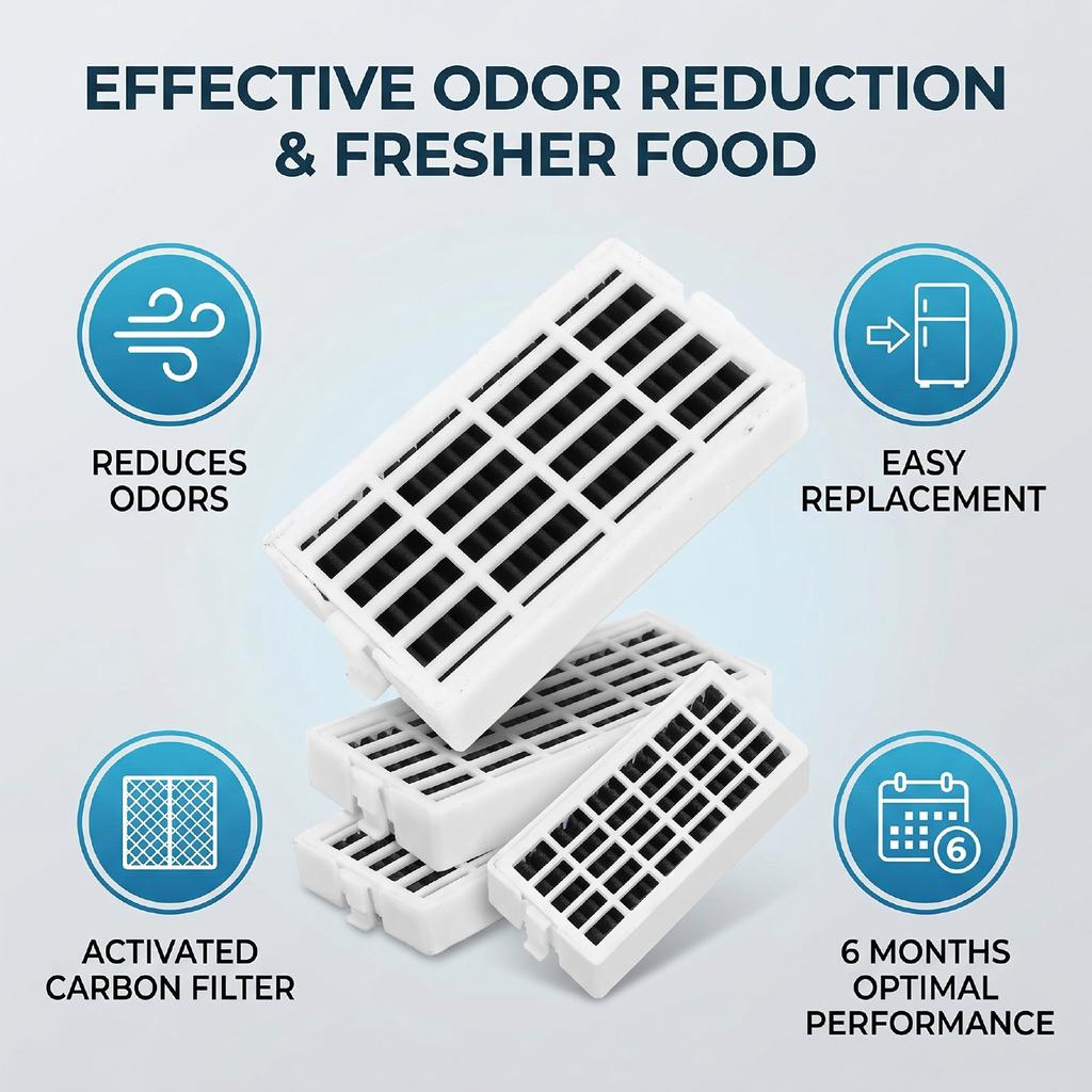 4pcs Refrigerator Air Filter Replacement Activated Carbon Air Filter Fit for WRF560SEYM05 WRF560SMHZ00 Fridge 4pcs
