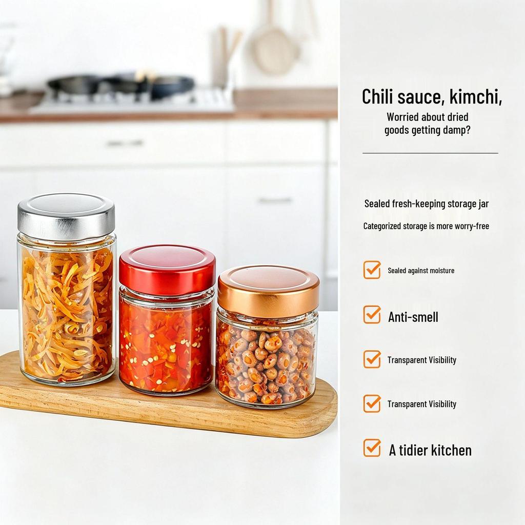 Large Capacity Round Pickle Dispensing Bottle with Lid, Moisture-Proof High Borosilicate Glass Jar