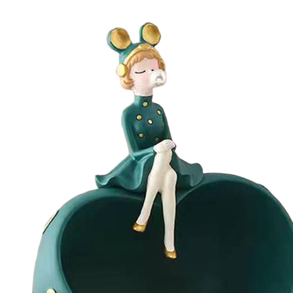 Pudełko Figurki Rzeźby Ozdoba Środkowa Bibelot Ozdoba Dziewczynka Statuetki Żywiczne na Pędzel Klucze Sypialnię