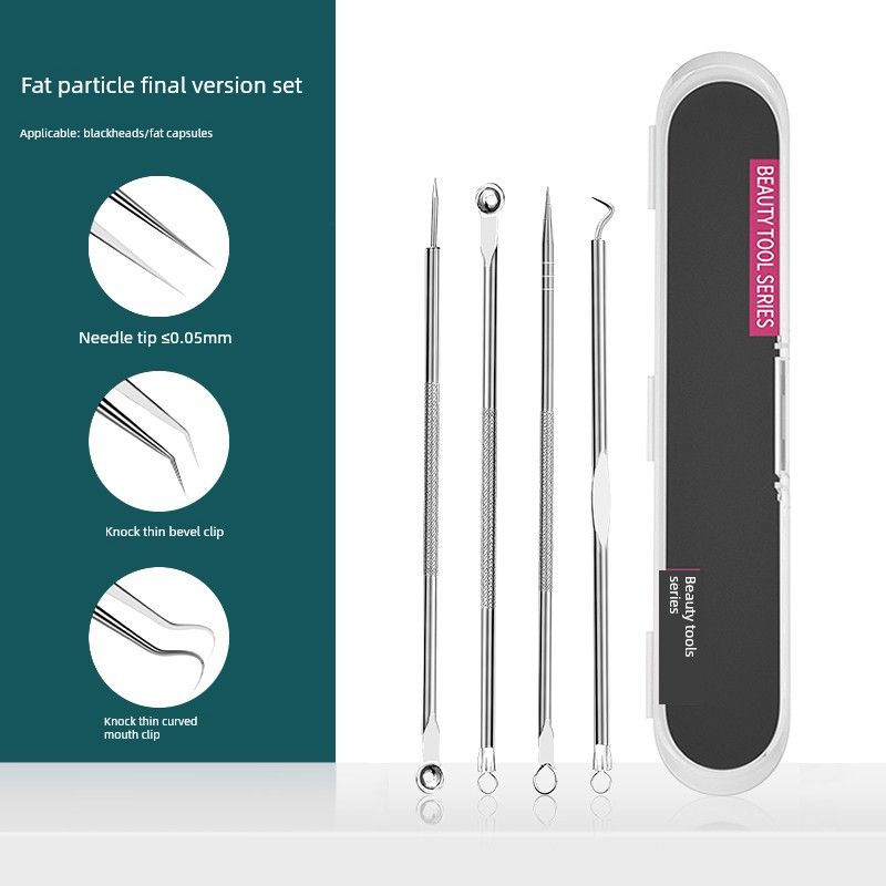

Acne Needle Set, Acne Needle and Cell Clip Set, Acne Removal Tools, Blackhead Scraper, Tweezers for Closed Comedones, Acne Extraction Tools Acne Needle Four-Piece Set