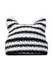 New Japanese Streetwear Harajuku Beanie Little Devil Striped Knitted Hat Women Girls Autumn Winter Cute Cat Ears Cap