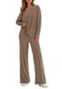 New Spring/Summer Two-Piece Set Cotton-Like Casual V-Neck Long-Sleeve Loose-Fit Pants Set for Women