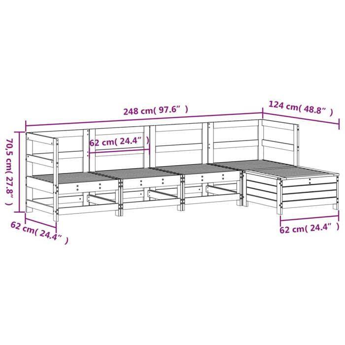 VidaXL Salon de jardin 5 pcs blanc bois massif de pin 3250837