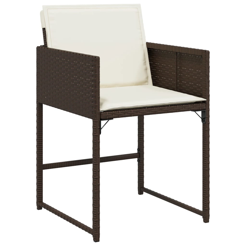 5 Piece Outdoor Dining Set with Cushions Brown Poly Rattan