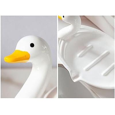 Cute Animal Duck  Soap Dish Self Draining Soap Holder Soap Box With Drain For Shower Bathroom Kitchen