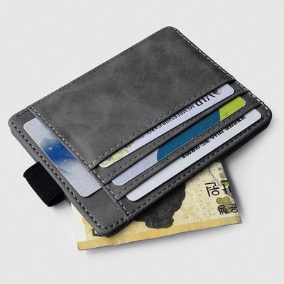 Basic Faux Leather Card Wallet (dark Gray)