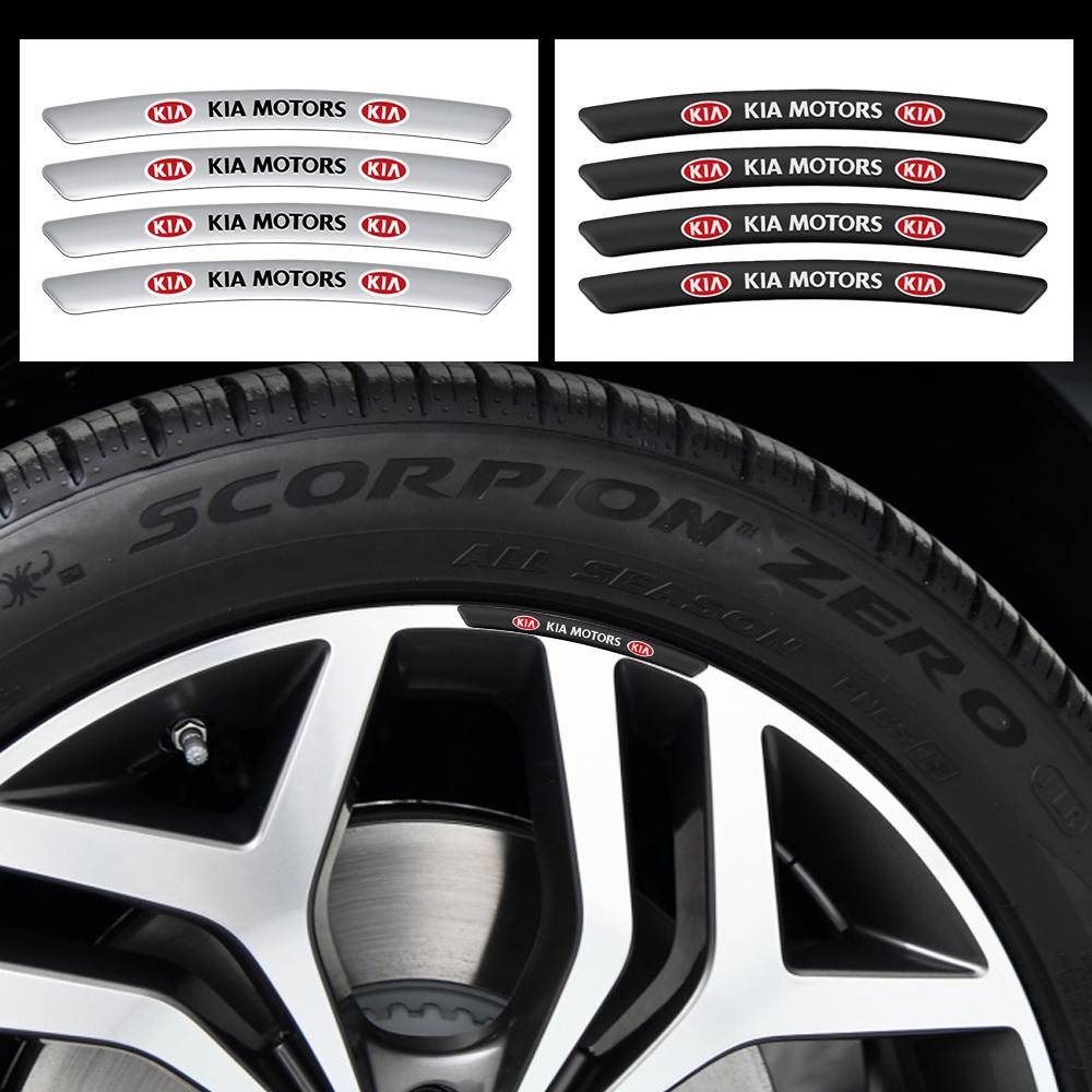 4Pcs Aluminum Alloy Car Wheel Rim Strip Styling Sticker Accessories For KIA Sportage GT RIO Ceed Picanto Pegas Sorento Niro Soul rmvl70