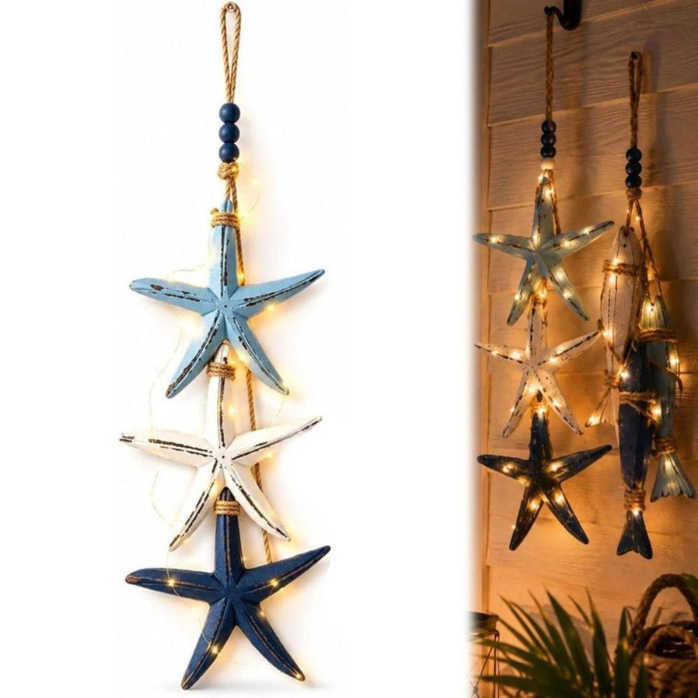 Marine Theme Starfish Wall Decor Hanging Mediterranean Decorative Starfish Restaurant Wall Art