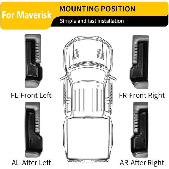 4x Door Storage Handle Storage Box Tray For Ford Maverick Accessories 2022-2025