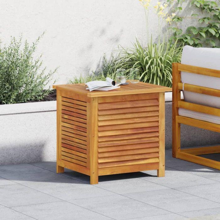Boîte de rangement de jardin persiennes 60x50x56cm bois acacia
