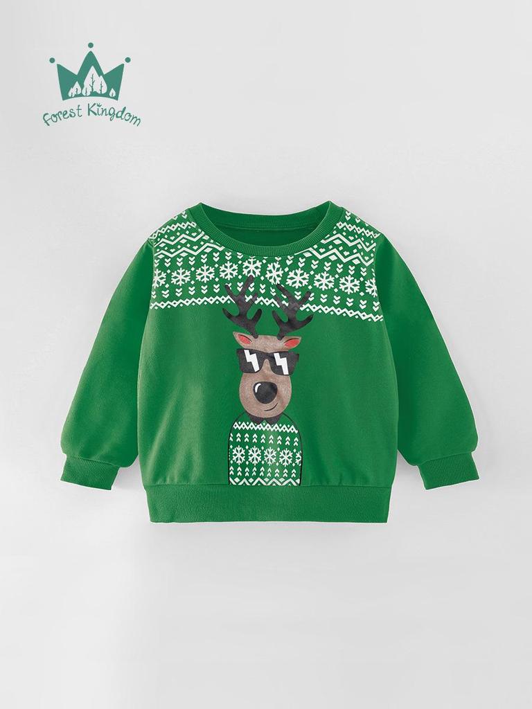 Trendy Christmas Print Round Neck Sweatshirt for Boys - Autumn/Winter Collection