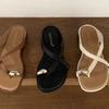Set of Toe Slippers for Women To Wear Summer New French Fairy Style Sandals with Skirts for Vacation Beach Soft-soled Flat Sandals