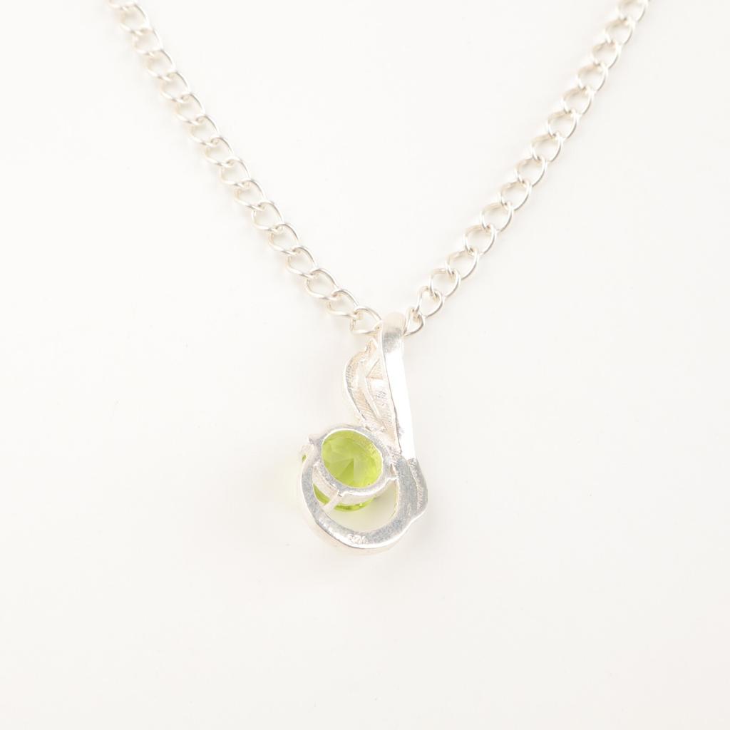 Natural Peridot Gemstone 925 Sterling Silver Boho Jewelry Pendant 1" With Chain CP-24-11