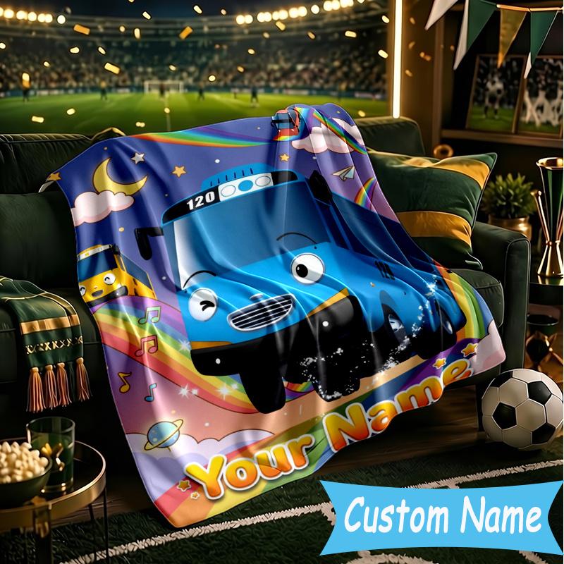Custom Personalized Blanket Mateo Little Bus Soft Throw Blanket, Suitable for Family and Friends, Sofa Blanket,Home Decor Christmas gift
