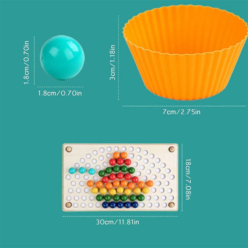 Rainbow Wooden Clip Go Game Set Dot Bead Board Game Toy Rainbow Clip Bead Hand-Eye Coordination Montessori Educational Toys