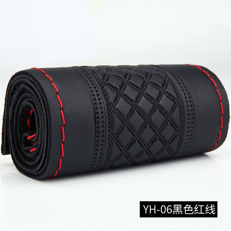 Car Steering Wheel Covers Braid DIY 38cm Soft Genuine Leather Car Covers Car With Needle And Thread Auto Interior Accessories