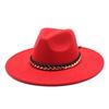2022 Men'S And Women'S Chain Top Hat Flat Edge Straight Edge Peachheart Top Woolen Jazz Hat