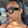 Trendy Thick Frame Oversized Square Glasses Women Men Colorful Wide Legs Eyewear Frame Female Green Optical Transparent Lens