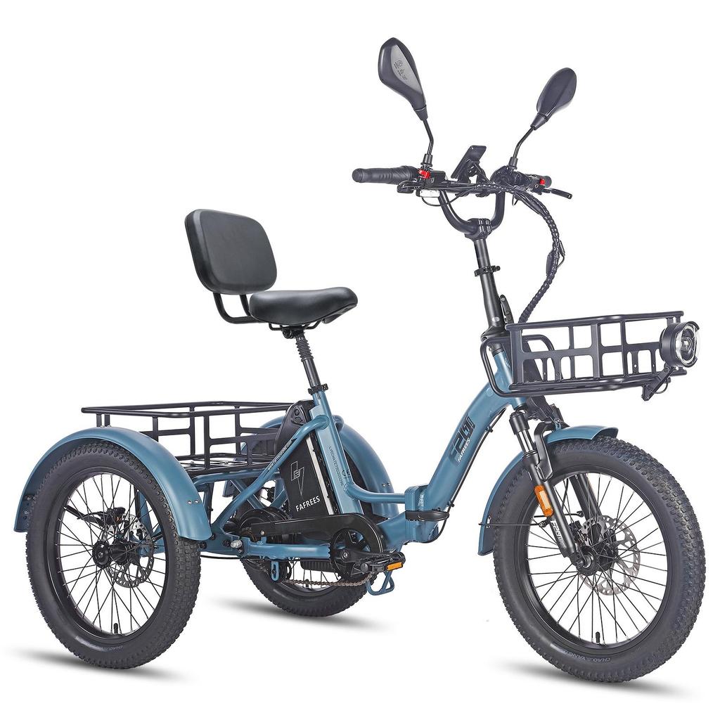 FAFREES F20 Mate L2E-P certified,20x3.0" folding electric cargo tricycle,48V 23.45ah,500W,3 riding modes,maximum assisted range of up to 125km.