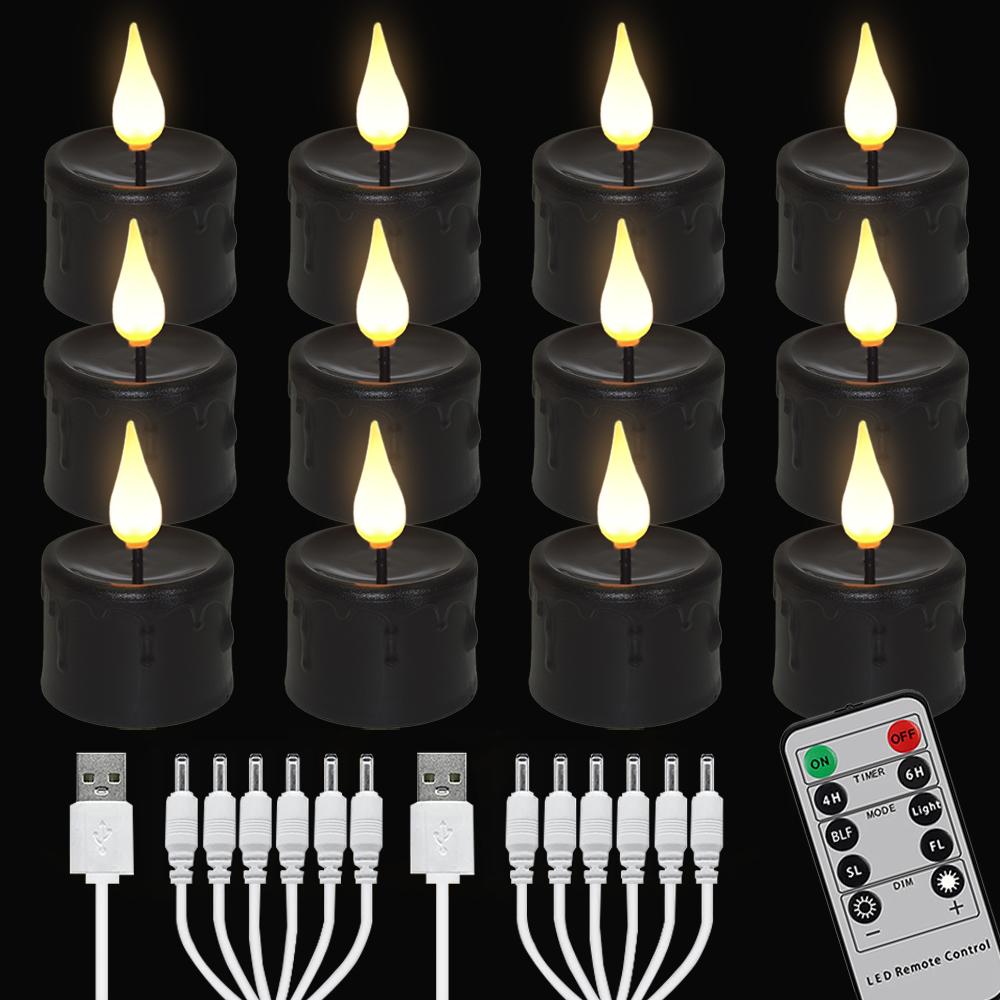 Wiederaufladbare LED-Kerze, flammenlose Kerzen mit Fernbedienung, LED-Licht, Halloween-Lampe, Weihnachten, Wohndekor, Nachtlicht