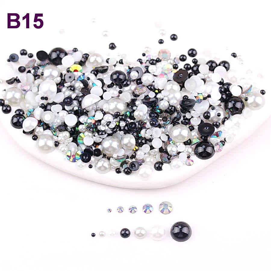 Mixed 2mm-10mm Half-Round AB Plated Resin Pearls - DIY Accessories