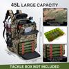 Zaino da Pesca Goture da 45L ad Ampia Capacità, Borsa da Pesca Impermeabile con 4 Scatole porta Attrezzi, Porta Canne per Attrezzatura da Pesca, Regalo per Uomini