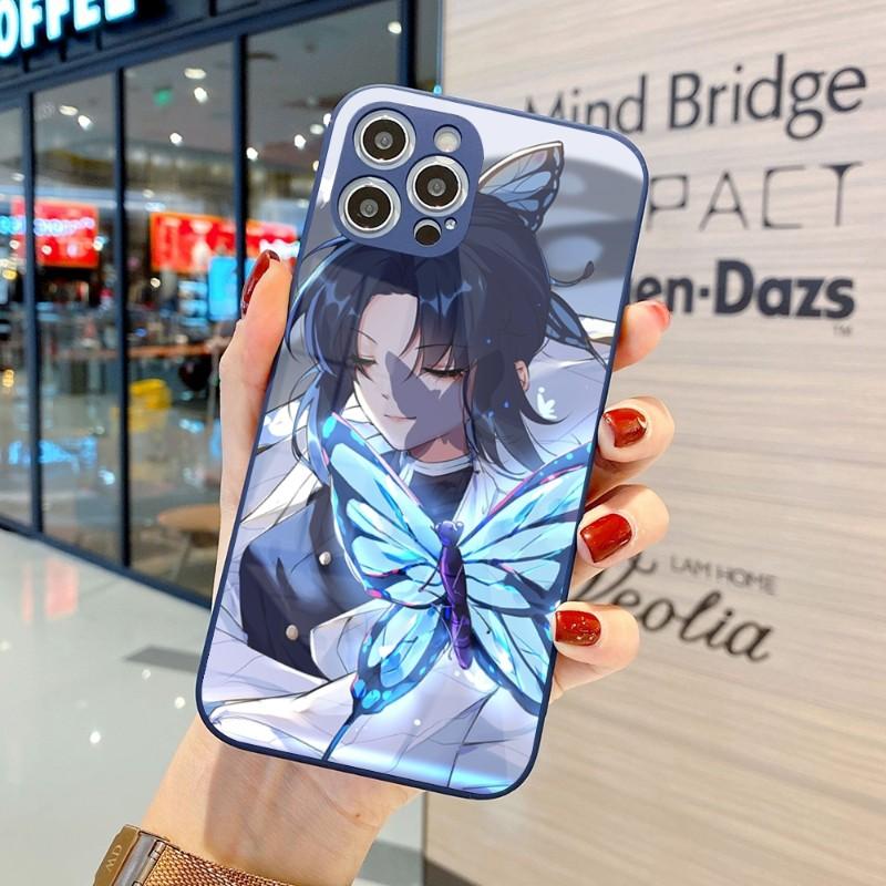 Carcasă de telefon drăguță Kochou Shinobu pentru iPhone 14 13 12 11 Pro Max X XR XS 8 7 Plus, din sticlă lichidă, colorată