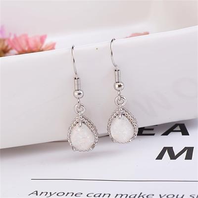 Vintage Teardrop Artificial White Gem Fashionable Drop Dangle Earrings Exquisite Jewelry For Women Daily Glam