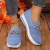 Fashion Women Pink Casual Shoes Breathable Mesh Shoes Woman Lightweight Chain Shallow Ladies Wedge Heels Shoes Spring Autumn Loafers