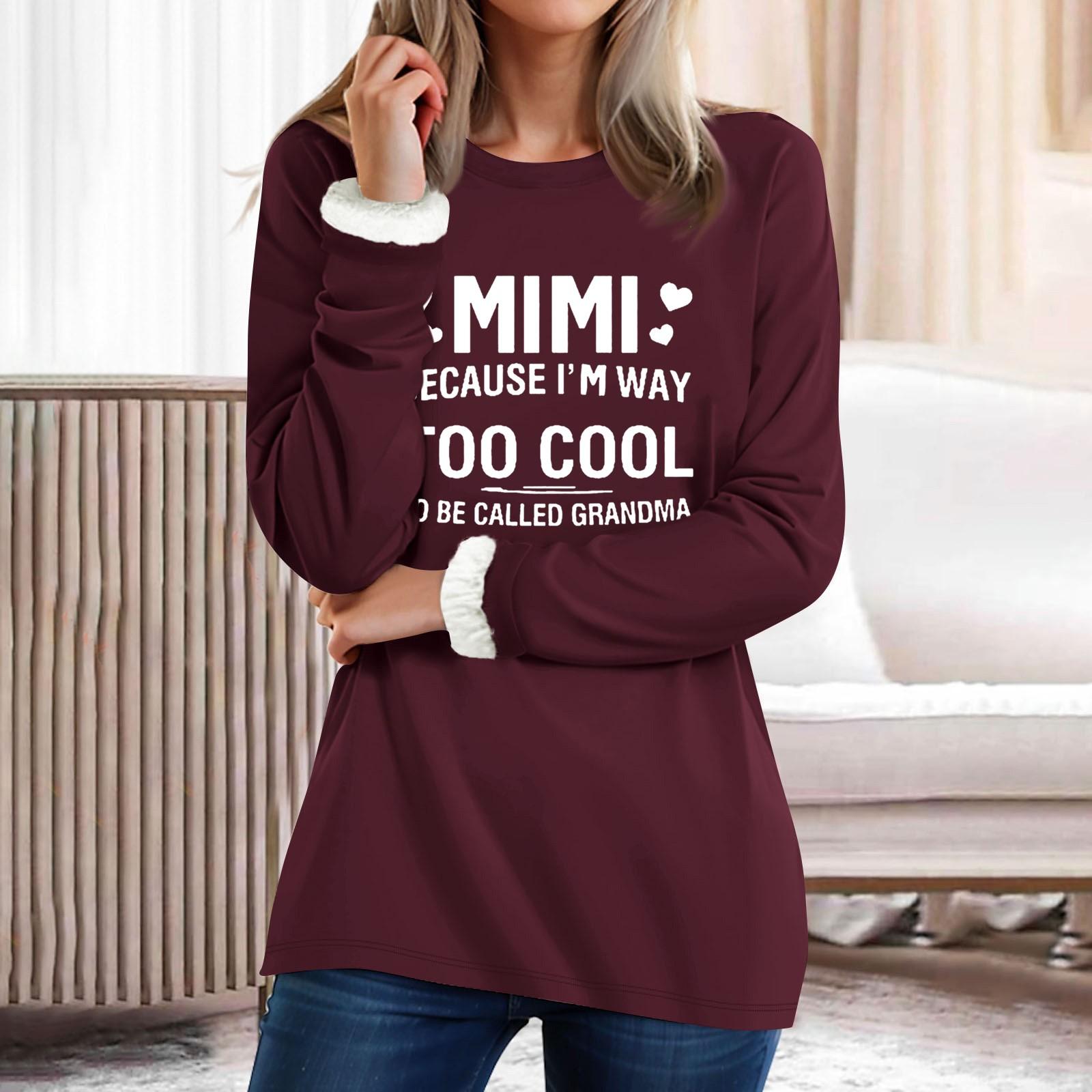 

Женский топ с круглым вырезом и буквенным принтом, утолщенный плюшевый кашемировый теплый длинный топ XL винный