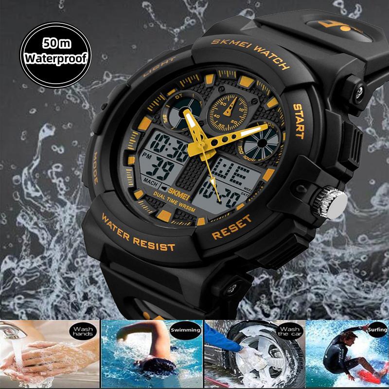 New SKMEI Men Sports Watches Dual Display Digital Quartz Watch Men Waterproof Casual Outdoor Electronic Wrist Watches