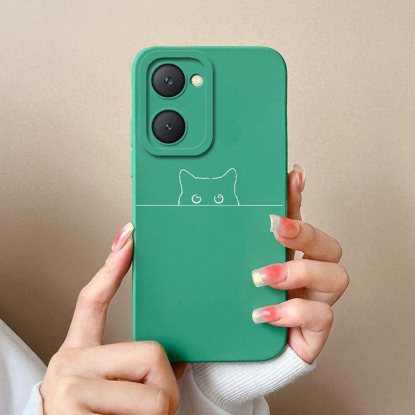 For Vivo Y03t iQOO Z9 Lite U5x Y18i Y18t Y02t Y400 Pro Cute Owl Cellphone Cover Camera Protection Liquid Silicone Anti Slip Shell For Vivo Bumper Case
