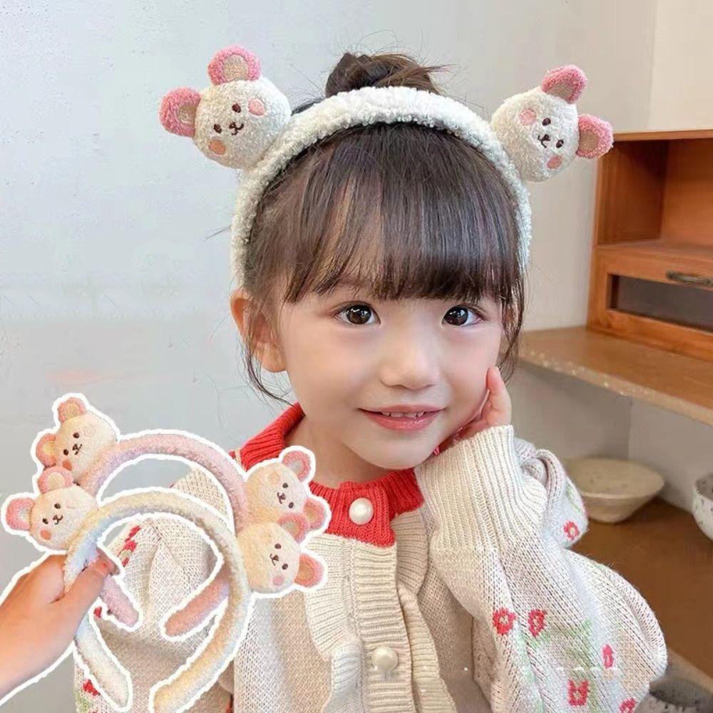 Korean Style Cartoon Plush Headband Non-slip Plush Hairband Kawaii Bear Plush Headband  Girl