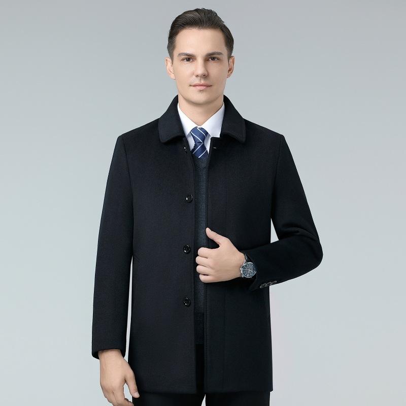 New Style Lapel Coat for Men In Autumn and Winter Business Casual Middle-aged Daddy Woolen Jacket Jacket