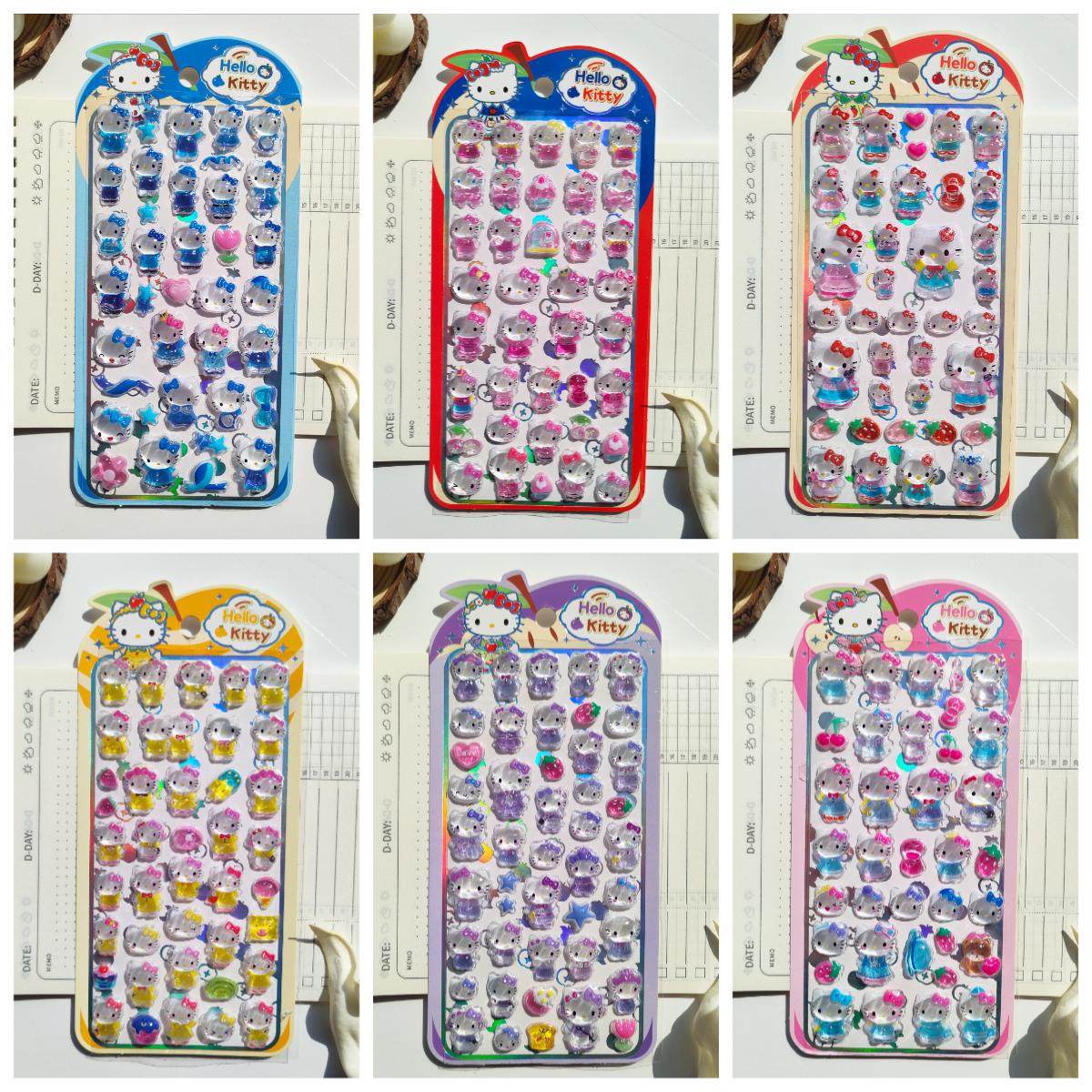 

3D Crystal Apple Kitty Stickers - 6-12pcs Cute Apple Decals Great for Girls Phone Case DIY Kawaii Exchange Present Decoration W144234WW-