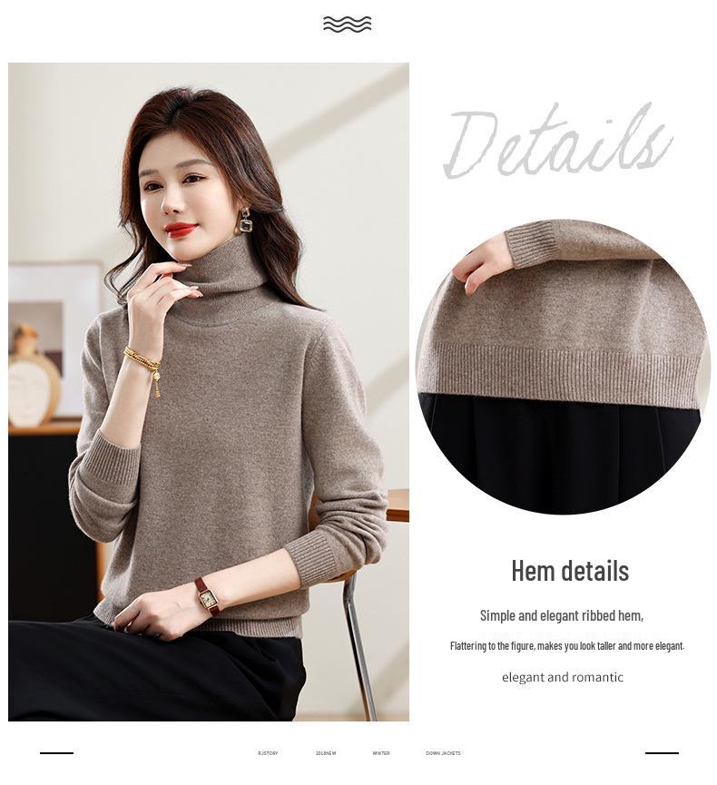 Hengyuanxiang Women's Pure Wool High Neck Oversized Sweater Pullover
