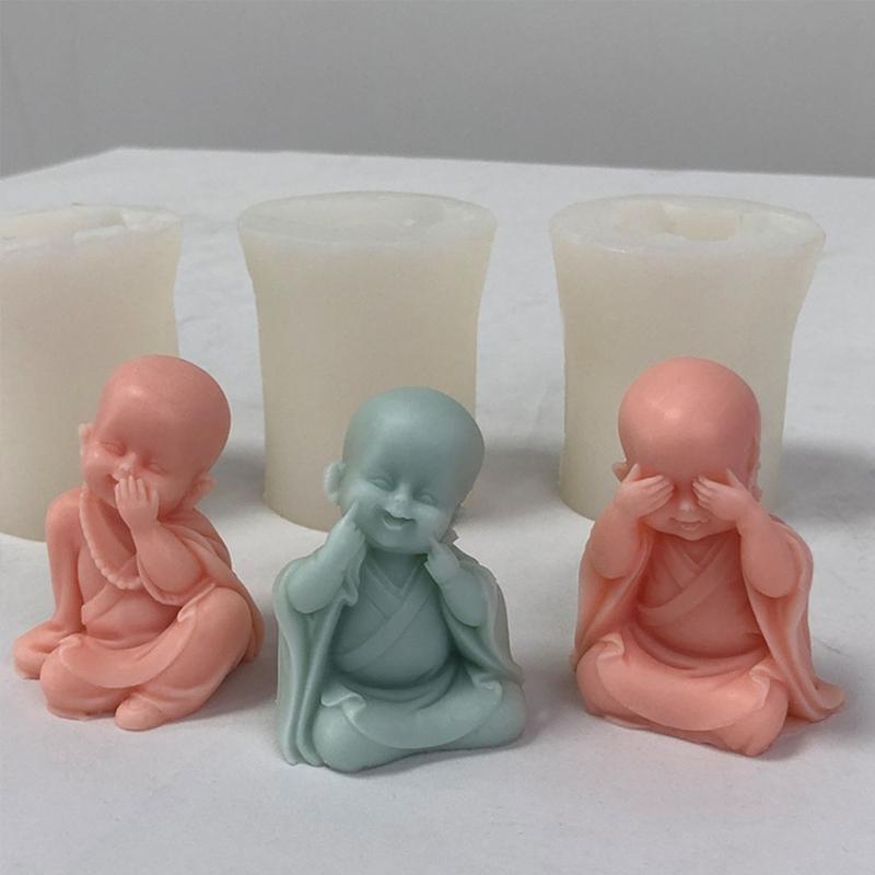 Buddhas Monk Shape Silicone Molds DIY Epoxy Resin Molds Table Ornament Mould Candle Plasters Making Tool Easy-to Clean