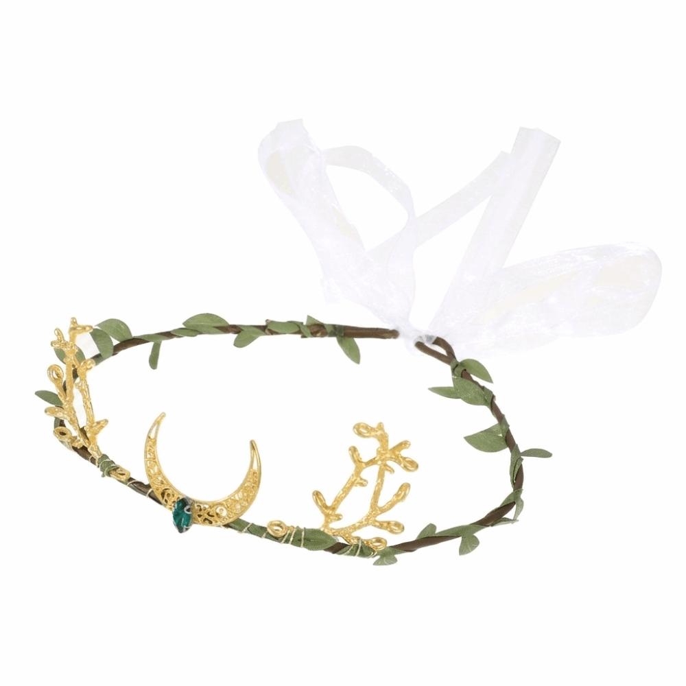 Couronne Diadème Elfique Fantaisie Headpiece de Fée Tiara d'Elfe Fee Cosplay Hallowmas