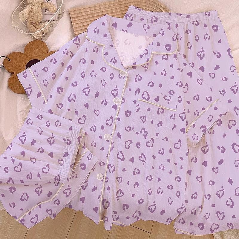 Homewear Cloud Cotton Frühling und Sommer Pyjama Damen Kurzarm Hose Cartoon Welpe Mädchen Dreiteiler