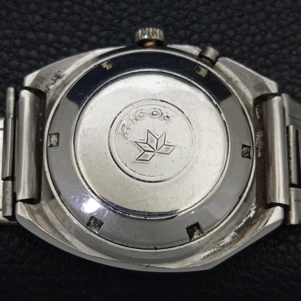AUTOMATIC VINTAGE RICOH R31 JAPAN MENS SILVER COLOR DIAL WATCH A701923-5 R207-a701923