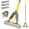 MASTERTOP PVA Sponge Mop for Floor Cleaning Self Squeeze Sponge Mop with 3 Pcs Sponge Heads Household Roller Sponge Mop with 51" Handle for Tile