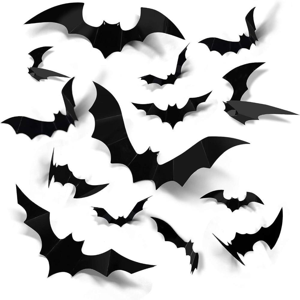 Festival Luminous LED Bat Wall Stickers PVC Black Halloween Bat Stickers DIY Party 3D Wallpaper Decal Haunted House