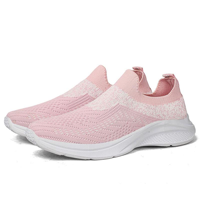 Fashion Ladies Sneakers Casual Shoes Mesh Round Shap Air Cushion Color Matching Breathable Non Slip Women Flat Large Size 44