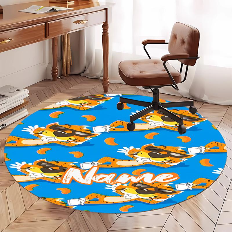 Custom Name Cheetos Printed Round Rug Carpet Chair Rug Area Rug Entryway Doormats,for Office Chair Living Room Bedroom Kitchen Room.