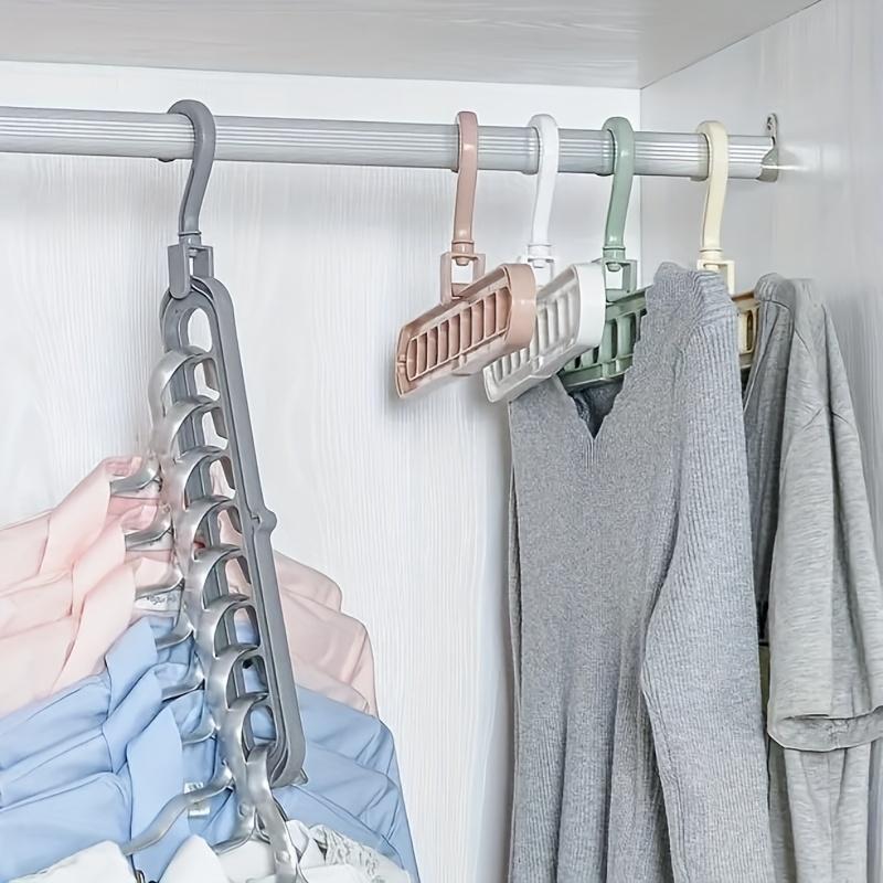 5pcs Heavy-Duty Foldable Plastic Hangers with 9 Holes - Anti-Slip, Space-Saving Closet Organizer for Wardrobe,Multi-Purpose Clothes Hangers