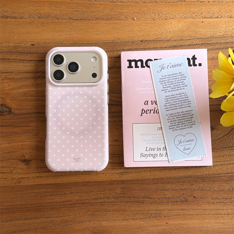 Light Purple Polka Dot Deer Magnetic iPhone Case Compatible with iPhone 17 Pro Max, 16, 15, 14 for Women