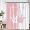 Crown Queen And King Shower Curtain Black White Pink Red Background Mrs Mr Right Couple Lover Polyester Bathing Decor Curtain