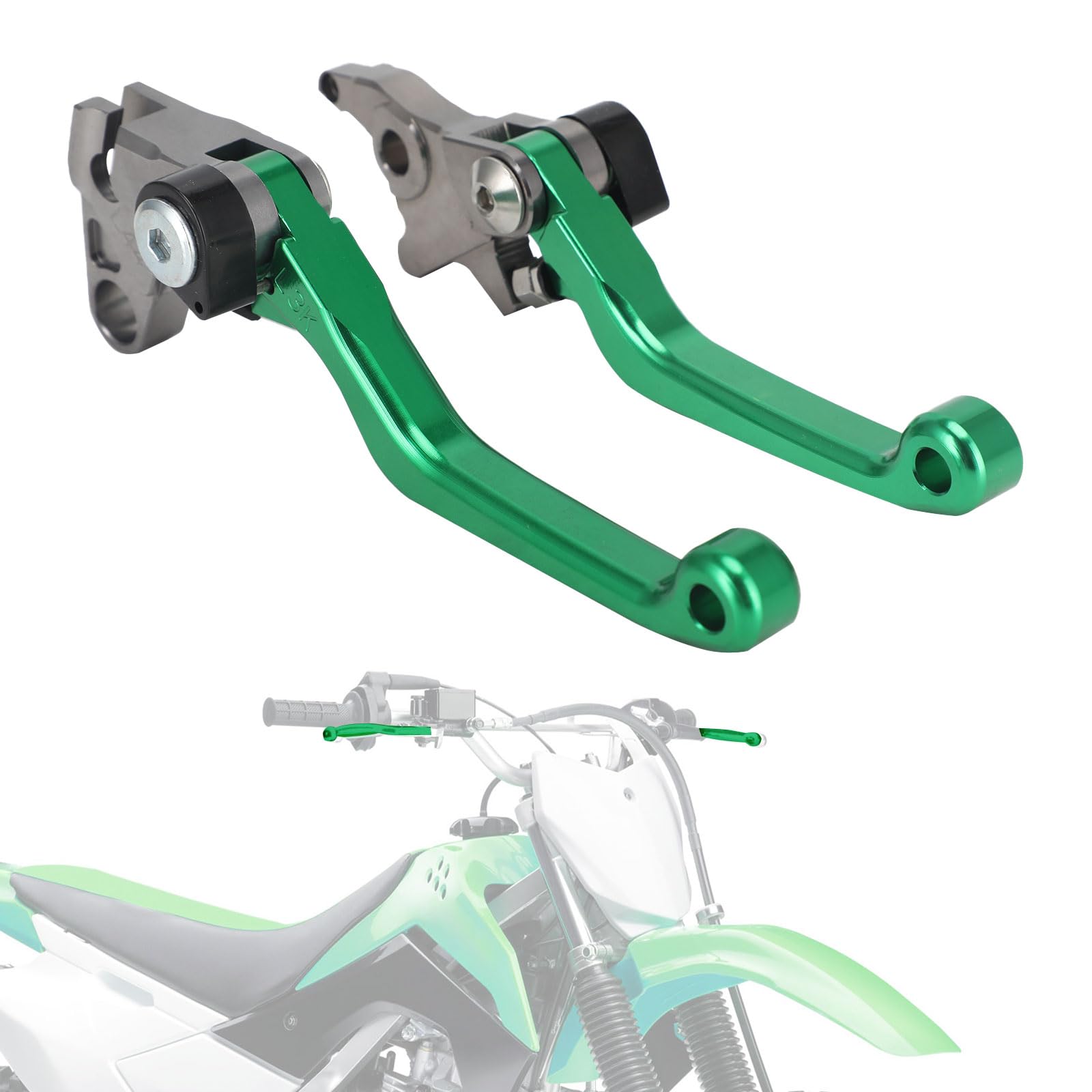 IUVWISN Motorcycle Brake Clutch Levers Pivot Lever Set Adjustable CNC KLX140/L/G/R/RF KLX300R зелёный