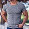 Musgneer Men's Short Sleeve Knit T-Shirt, Crew Neck, Slim Fit, Perfect for Training, Casual, Summer Wear, Black, Size L