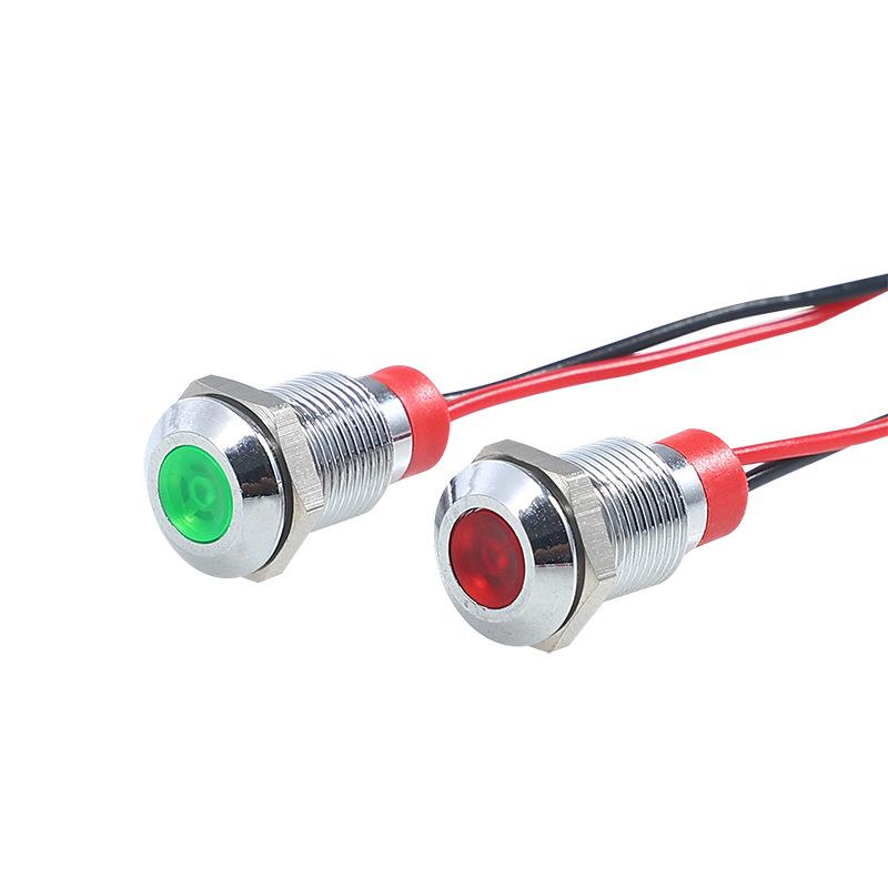Waterproof LED Power Signal Light - 6/8/10/12mm, 6V/12V/24V Metal Indicator